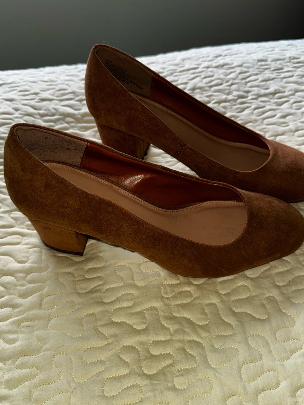 JustFab Camel Suede Round-Toe Pumps 9 - Picture 2 of 2